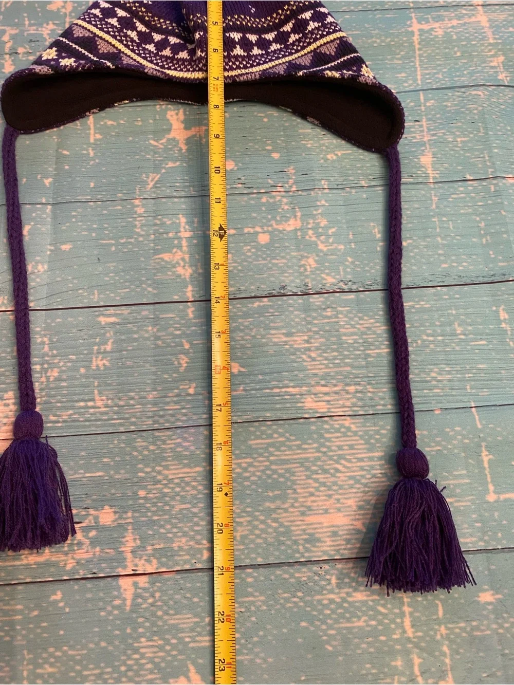Columbia Purple Winter Earflap Hat With Tassels